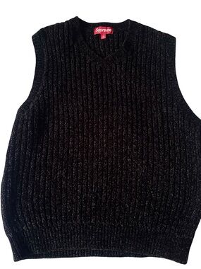 Supreme Black Chenille Sweater Vest